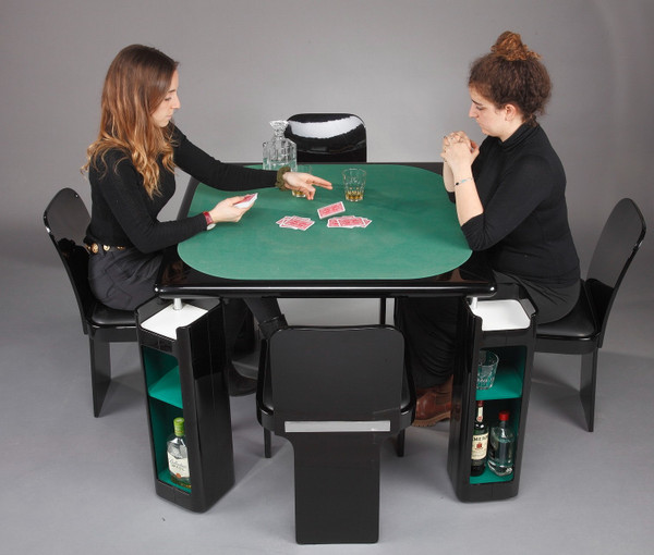 Tavolo da gioco e sedie di Pierluigi Molinari per Pozzi, Italia, 1970