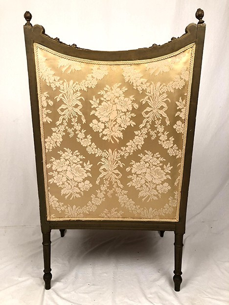 Louis XVI style bergère in green-bronze lacquered wood