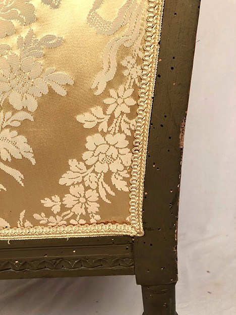 Louis XVI style bergère in green-bronze lacquered wood