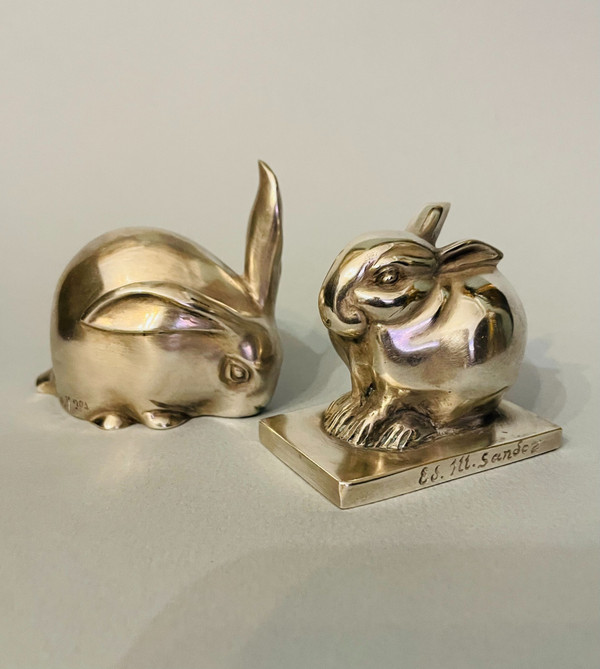 ''Lapin à l’oreille dressée'' Édouard-Marcel SANDOZ (Susse Frères) Bronze Art Déco