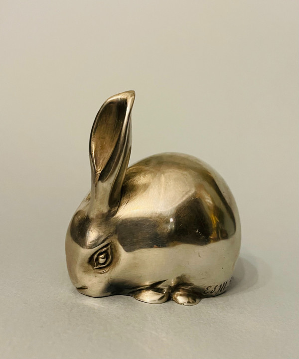 ''Lapin à l’oreille dressée'' Édouard-Marcel SANDOZ (Susse Frères) Bronze Art Déco