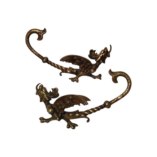 Bronzes d’ornement XIXème. Dragons ailés dans l’esprit d’Edouard Lièvre.