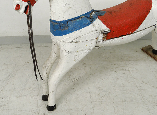 Cheval de Manège Carroussel Bois Sculpté Polychrome XIXème Siècle