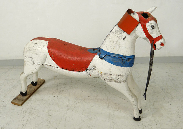 Cheval de Manège Carroussel Bois Sculpté Polychrome XIXème Siècle