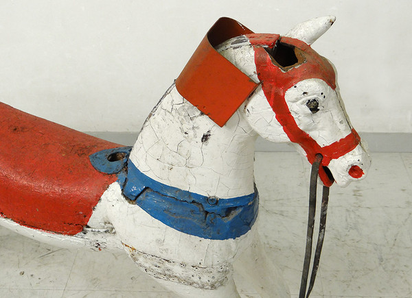 Cheval de Manège Carroussel Bois Sculpté Polychrome XIXème Siècle
