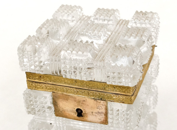 Small Box Box Cut Crystal Flowers Foliage Charles X 19th Century
