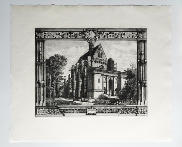 Gravure Architecture Chapelle De Champigny Par Octave Derochebrune