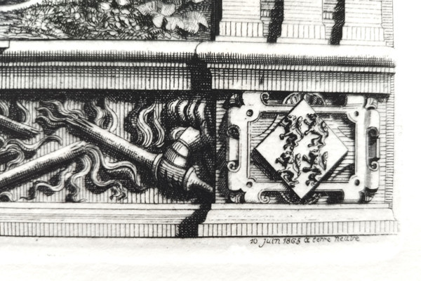 Gravure Architecture Chapelle De Champigny Par Octave Derochebrune