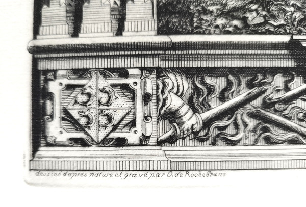 Gravure Architecture Chapelle De Champigny Par Octave Derochebrune