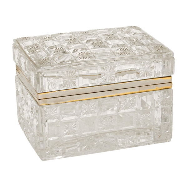 Box Box Cut Crystal Baccarat France Golden Brass 19th