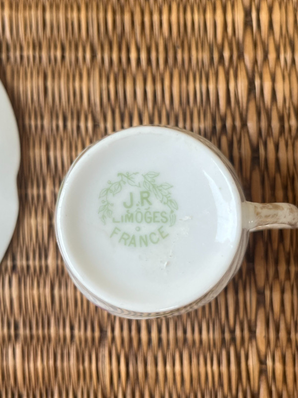 Limoges porcelain cup and saucer (Early 20th century) - Iris motif
