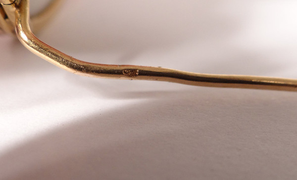 Miniatur Oval Perlmutt Porträt Adel XVIII. Brosche Massivgold 18K Emaille