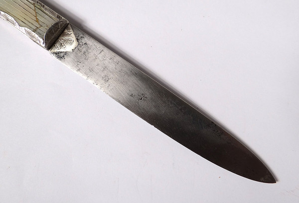 Reisemesser Klappmesser Perlmutt Massivsilber Duperray Galuchat Etui XVIII.