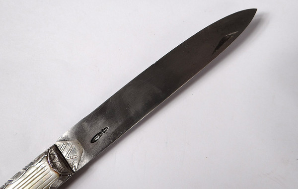 Reisemesser Klappmesser Perlmutt Massivsilber Duperray Galuchat Etui XVIII.