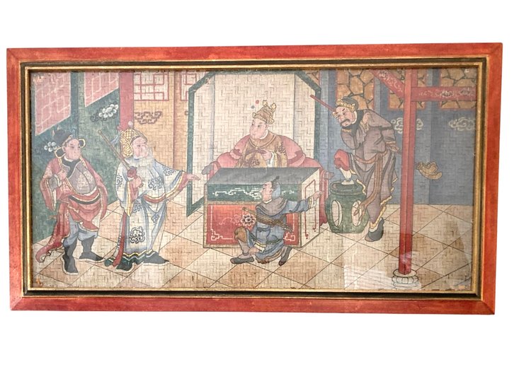 Grande dipinto cinese su pannello di bambù, XIX secolo, Cina