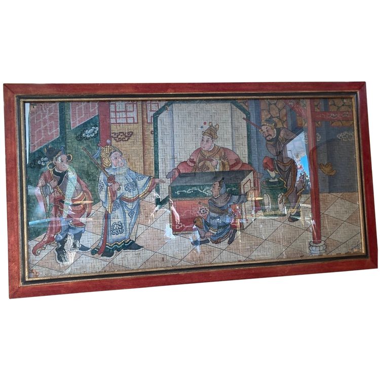 Grande dipinto cinese su pannello di bambù, XIX secolo, Cina
