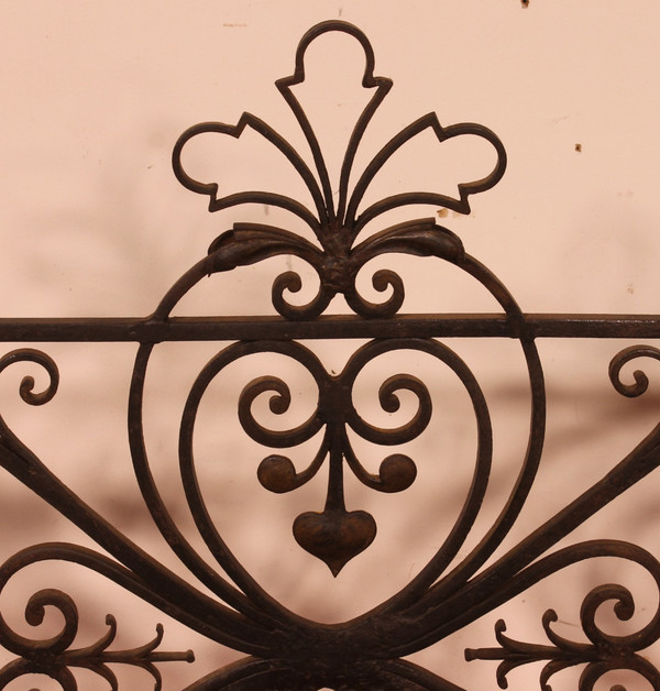 Large Fire Place Screen Or Firewall In Wrought Iron-19th Century