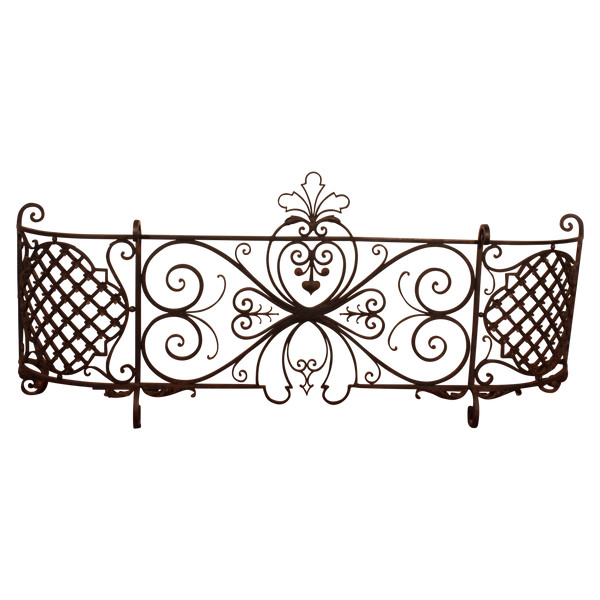 Large Fire Place Screen Or Firewall In Wrought Iron-19th Century