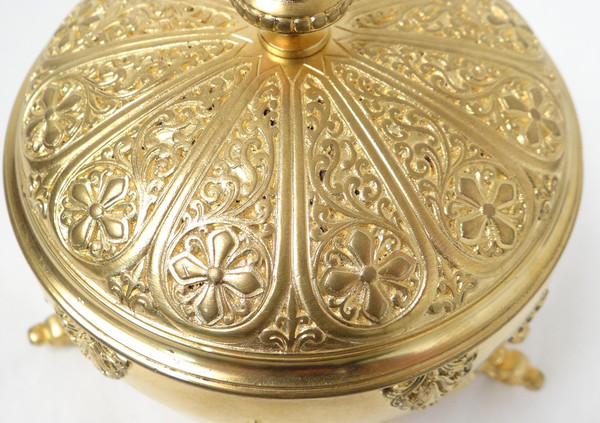 Scatola in bronzo dorato F.Barbedienne Fiori Palmette Napoleone III XIX secolo