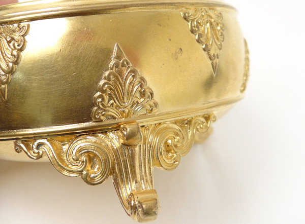 Scatola in bronzo dorato F.Barbedienne Fiori Palmette Napoleone III XIX secolo