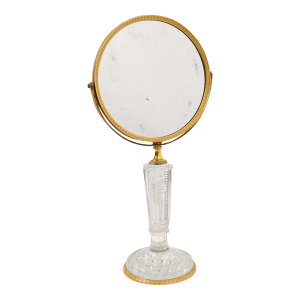 Miroir Table Glace Psyché Bronze Doré Cristallo-cérame Frileuse Empire XIXè