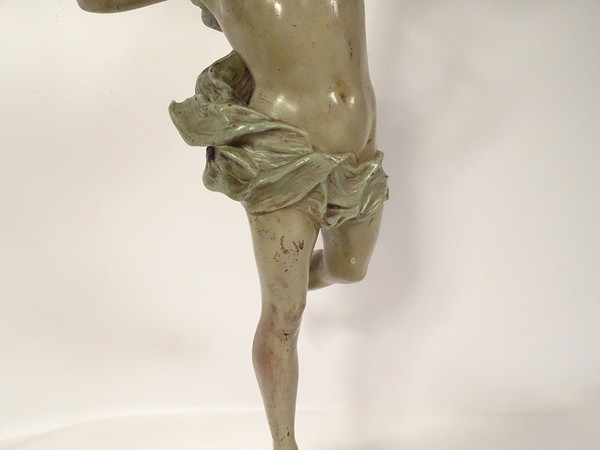Lampe à Pétrole Sculpture G. Bareau Gloria Femme Ailée Cristal Marbre XIXè