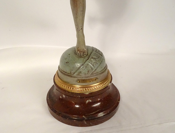 Lampe à Pétrole Sculpture G. Bareau Gloria Femme Ailée Cristal Marbre XIXè