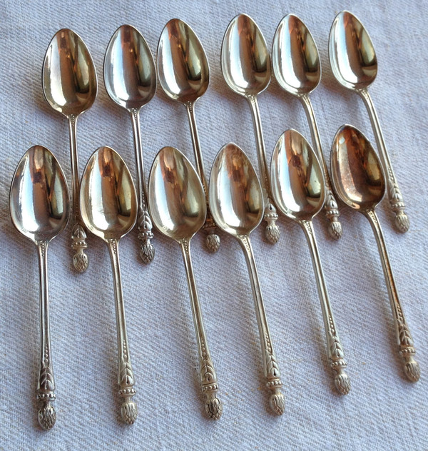 12 versilberte Espressolöffel S.G.C.O. Nachfolger François Frionnet