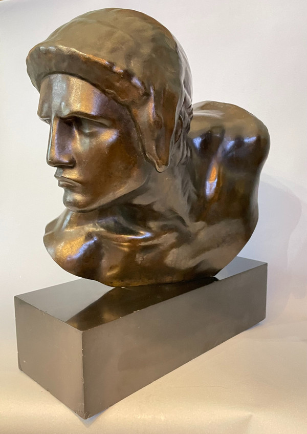 Constant Roux. Buste de Gladiateur (Achille) Sculpture en bronze cire perdue, Art Déco.
