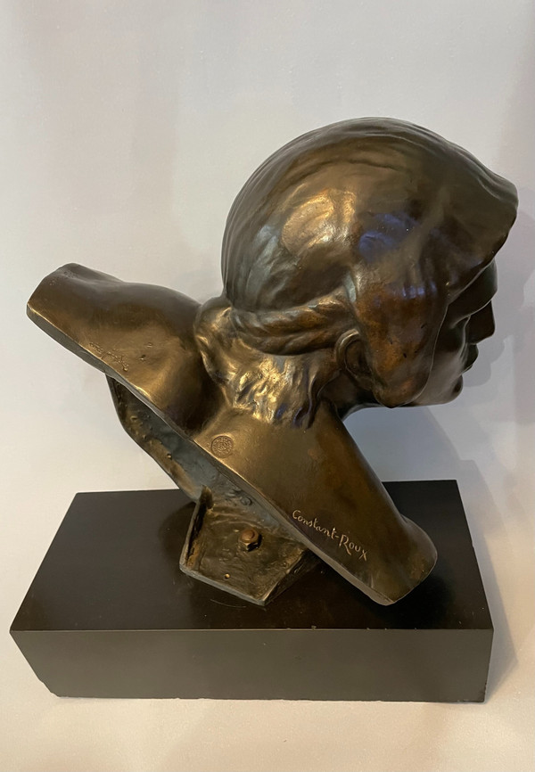 Constant Roux. Buste de Gladiateur (Achille) Sculpture en bronze cire perdue, Art Déco.