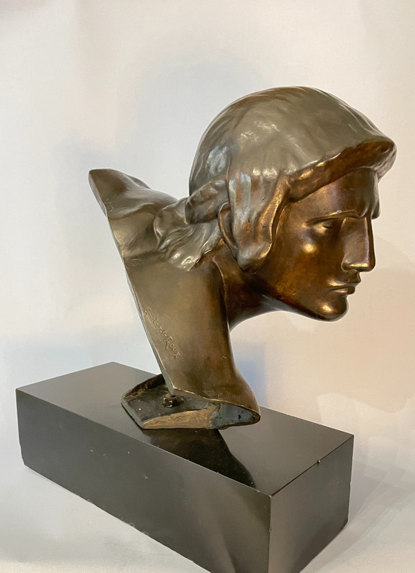 Constant Roux. Buste de Gladiateur (Achille) Sculpture en bronze cire perdue, Art Déco.