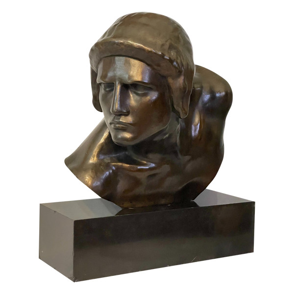 Constant Roux. Buste de Gladiateur (Achille) Sculpture en bronze cire perdue, Art Déco.