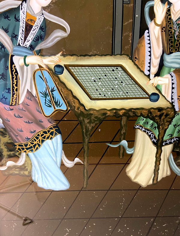 Tableau sous verre Chine XX e siècle 