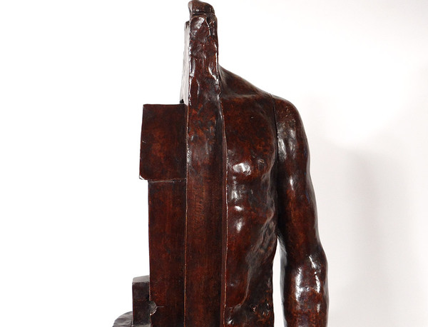 Large Mauro Corda Bronze Sculpture Skinned Nude Man Foundry Delval 1/8