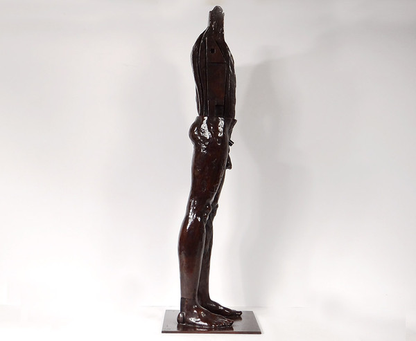 Large Mauro Corda Bronze Sculpture Skinned Nude Man Foundry Delval 1/8