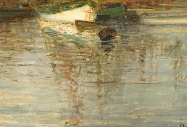 Großes HST Marine Henri Callot Schiffe Segelboote Hafen Belgien Expo Gent 1913 XX.