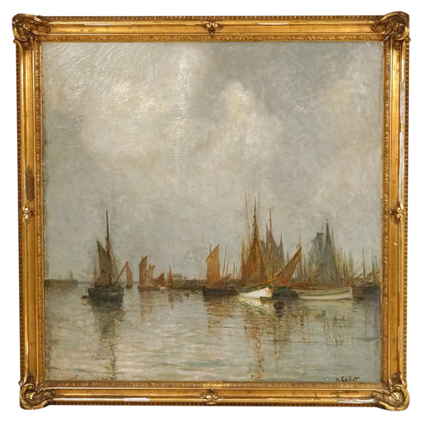 Großes HST Marine Henri Callot Schiffe Segelboote Hafen Belgien Expo Gent 1913 XX.