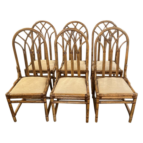 Suite of six chairs - Rattan - McGuire - Without Francisco - c. 1960