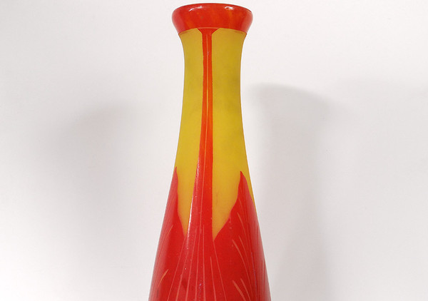 Large Vase Pâte de Verre Le Verre Français Schneider Feuilles Art Déco XXè