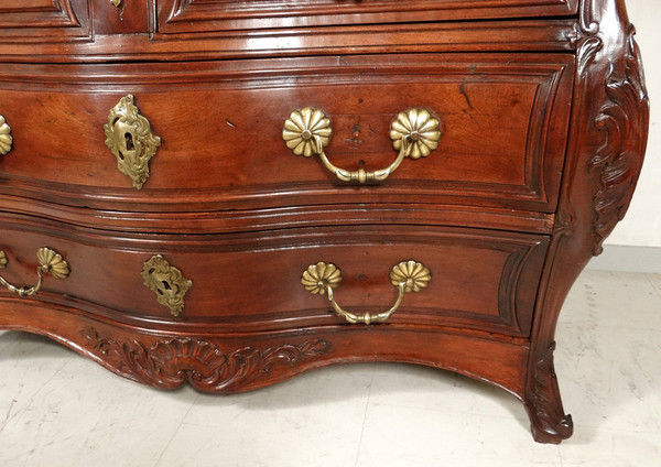 Commode Tombeau Bordelaise Louis XV Acajou Massif Cuba Bronze XVIIIè Siècle