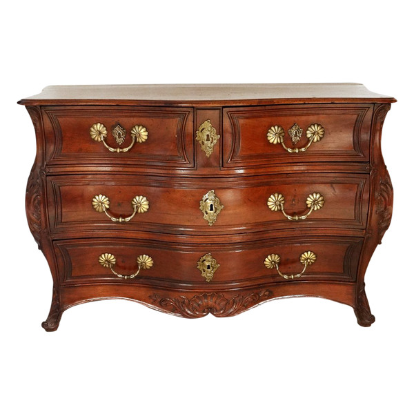 Commode Tombeau Bordelaise Louis XV Acajou Massif Cuba Bronze XVIIIè Siècle