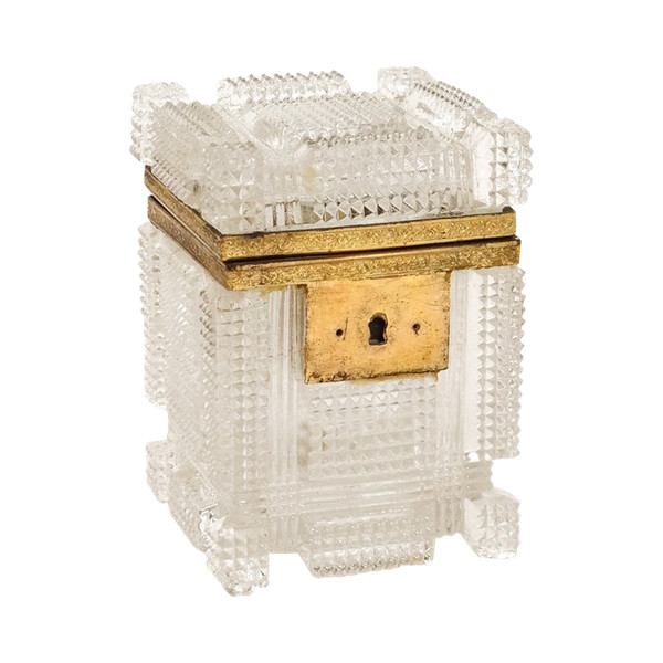 Small Box Box Cut Crystal Foliage Charles X 19th Century