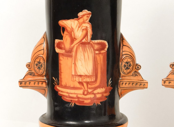 Pair of Porcelain Vases Paris Orientalist figures Horse XIXth century