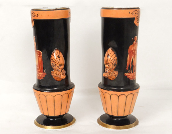 Pair of Porcelain Vases Paris Orientalist figures Horse XIXth century