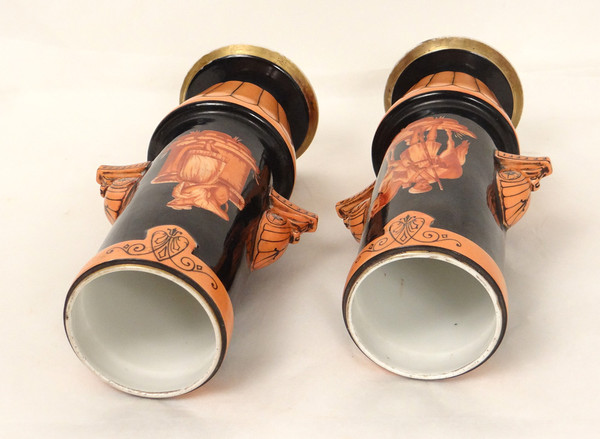 Pair of Porcelain Vases Paris Orientalist figures Horse XIXth century