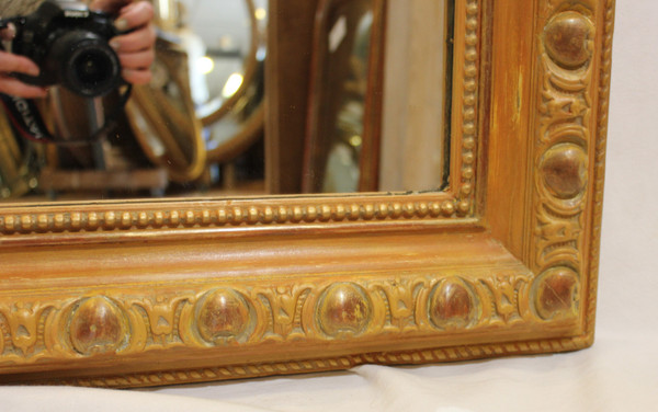 Large Antique Mantelpiece Mirror, Patina And Shell 96 X 148 Cm