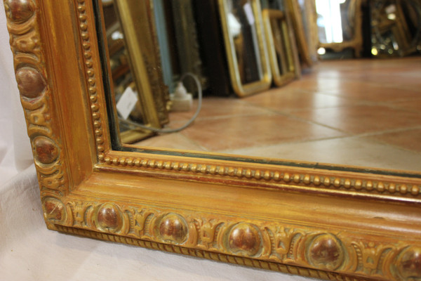 Large Antique Mantelpiece Mirror, Patina And Shell 96 X 148 Cm
