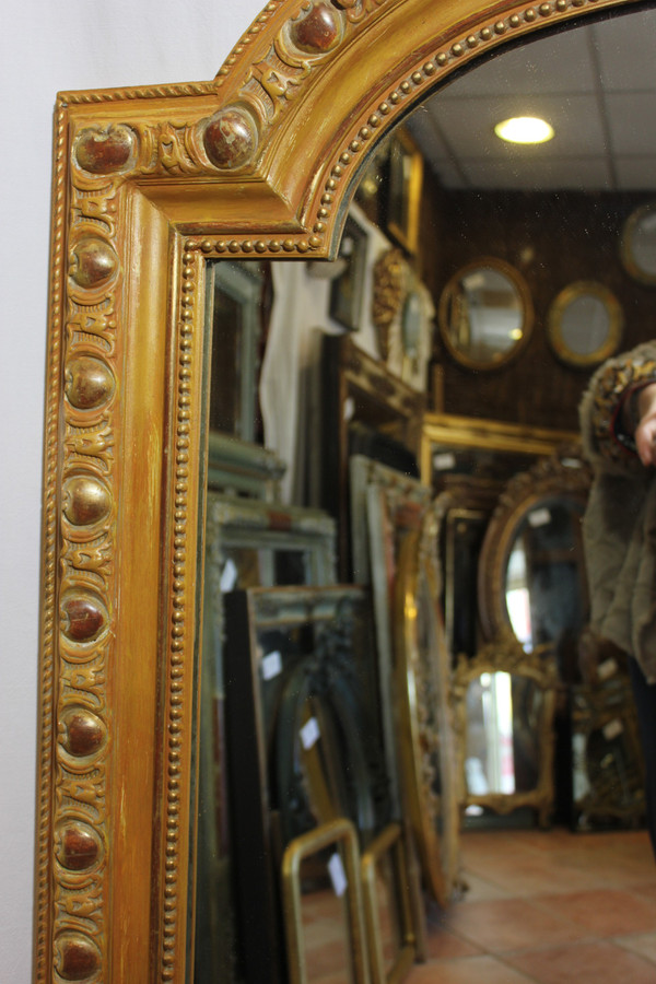 Large Antique Mantelpiece Mirror, Patina And Shell 96 X 148 Cm