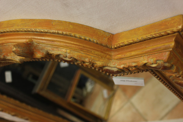 Large Antique Mantelpiece Mirror, Patina And Shell 96 X 148 Cm
