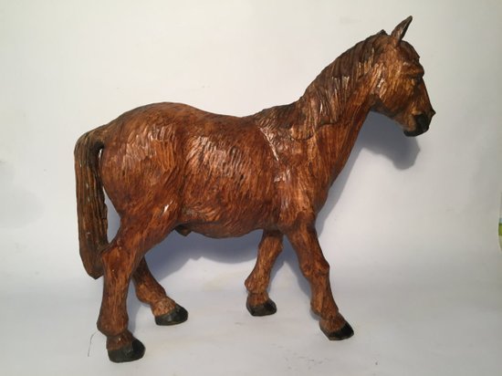 Cavallo In Legno Intagliato. Opera denominata "Foresta Nera".